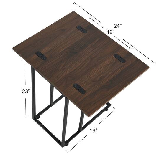 Household Essentials Jamestown Extendable C-Shaped End Table